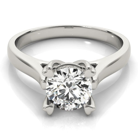 Solitaire Cathedral Prong-Set Engagement Ring Setting 18K White Gold