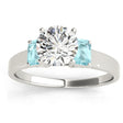 Trio Emerald Cut Aquamarine Engagement Ring 14k White Gold (0.30ct)
