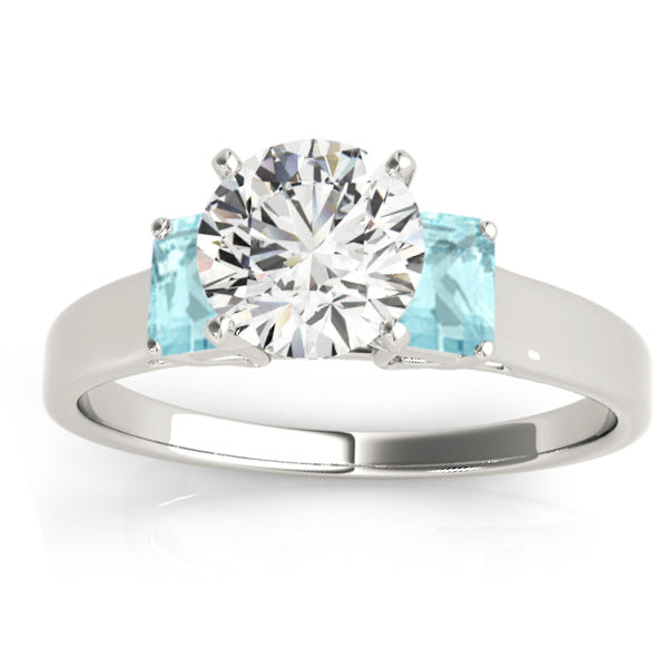 Trio Emerald Cut Aquamarine Engagement Ring 18k White Gold (0.30ct)