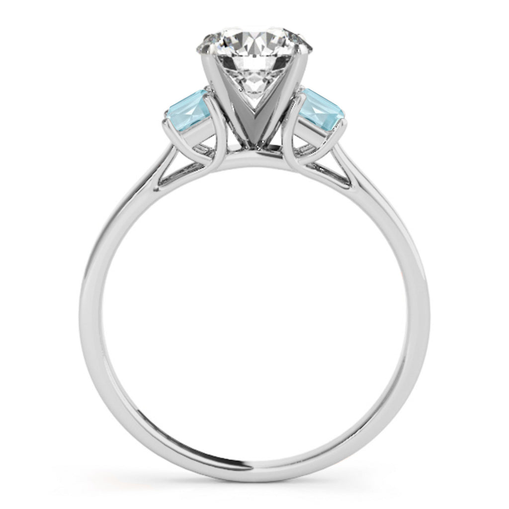Trio Emerald Cut Aquamarine Engagement Ring 18k White Gold (0.30ct)