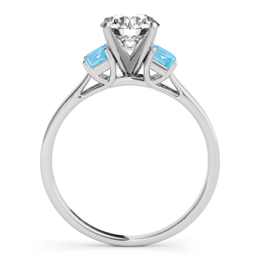 Trio Emerald Cut Blue Topaz Engagement Ring 14k White Gold (0.30ct)