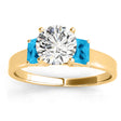 Trio Emerald Cut Blue Topaz Engagement Ring 14k Yellow Gold (0.30ct)