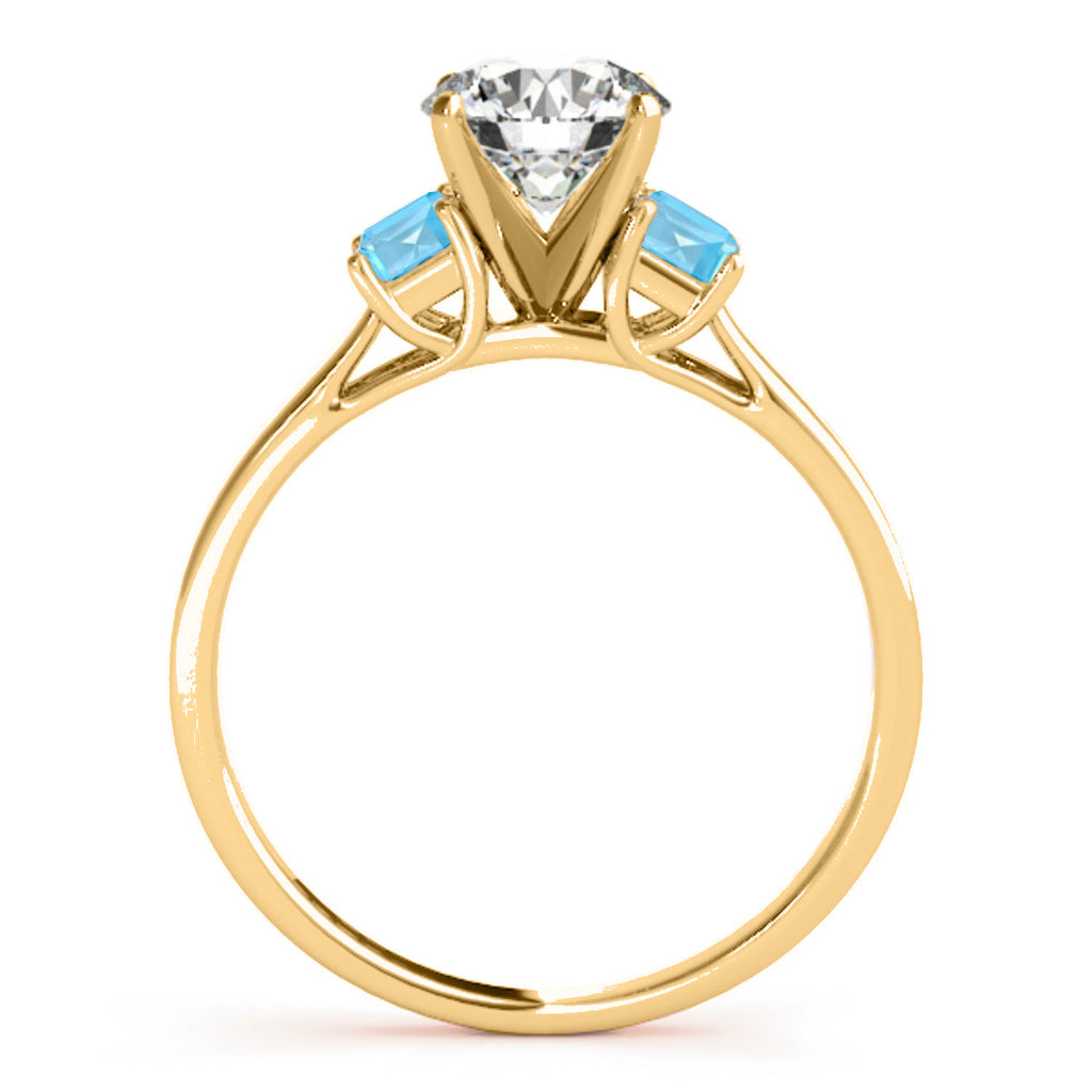 Trio Emerald Cut Blue Topaz Engagement Ring 18k Yellow Gold (0.30ct)