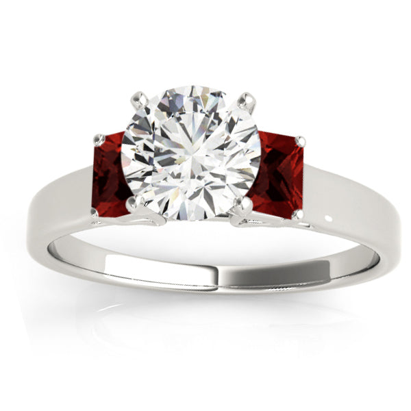 Trio Emerald Cut Garnet Engagement Ring 14k White Gold (0.30ct)