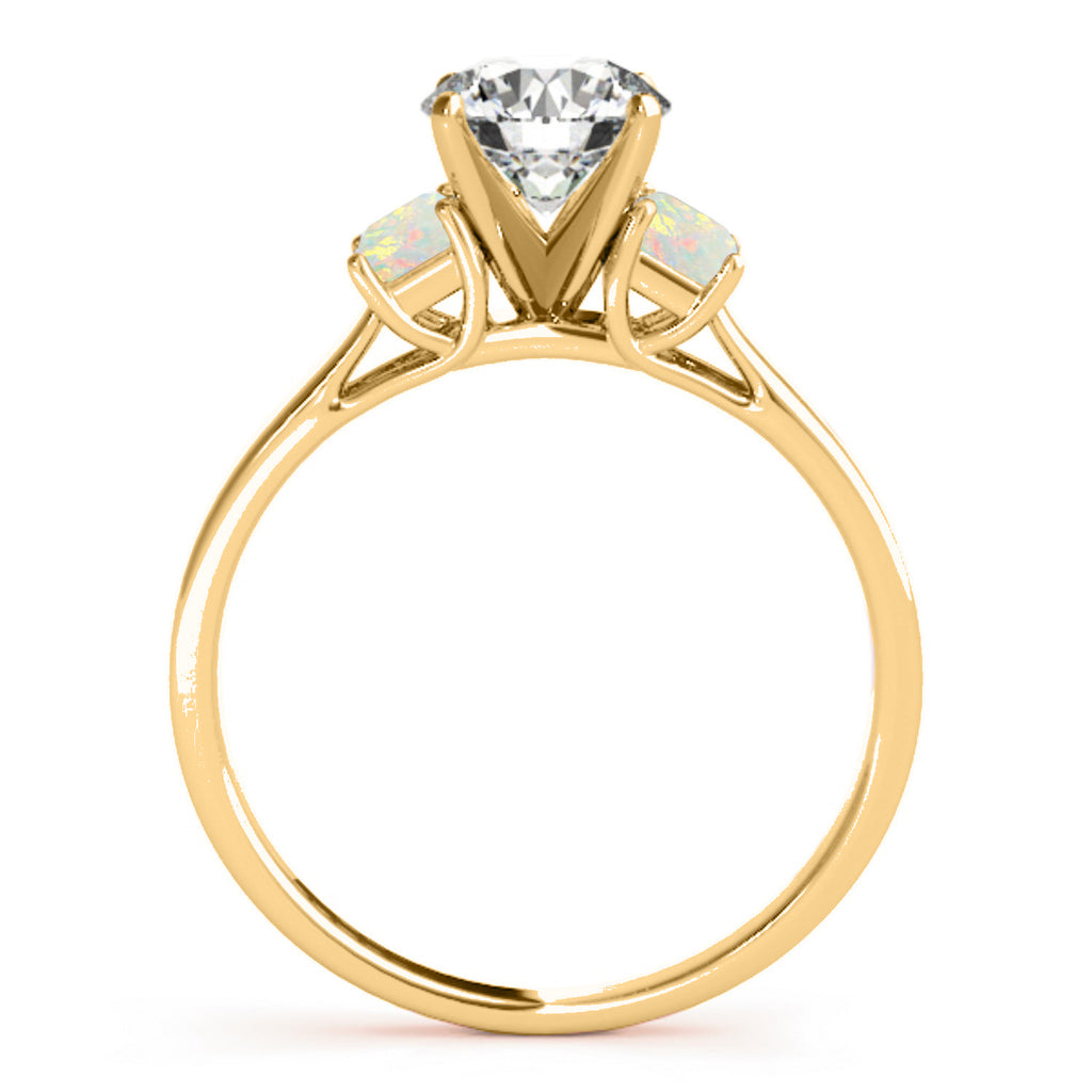 Trio Emerald Cut Opal Engagement Ring 14k Yellow Gold (0.30ct)