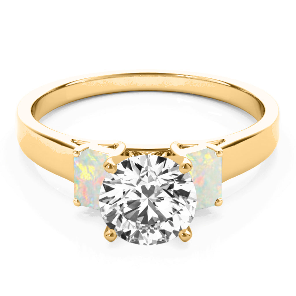 Trio Emerald Cut Opal Engagement Ring 14k Yellow Gold (0.30ct)