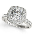 Cushion Cut Halo Diamond Engagement Ring 14k White Gold (1.34ct)