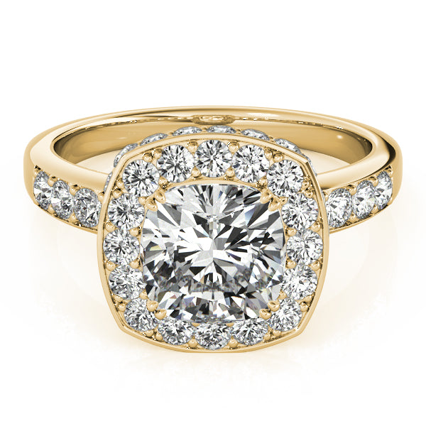 Cushion Cut Halo Diamond Engagement Ring 14k Yellow Gold (1.34ct)