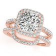 Cushion Cut Square Shape Diamond Halo Bridal Set 14k Rose Gold (2.17ct)