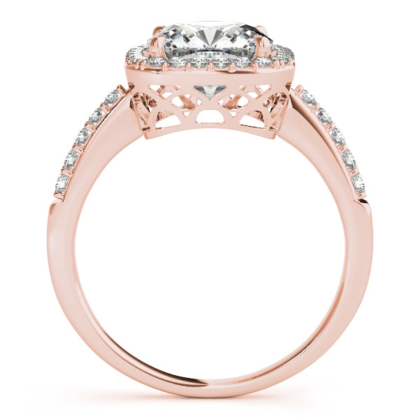 Cushion Cut Square Shape Diamond Halo Bridal Set 14k Rose Gold (2.17ct)