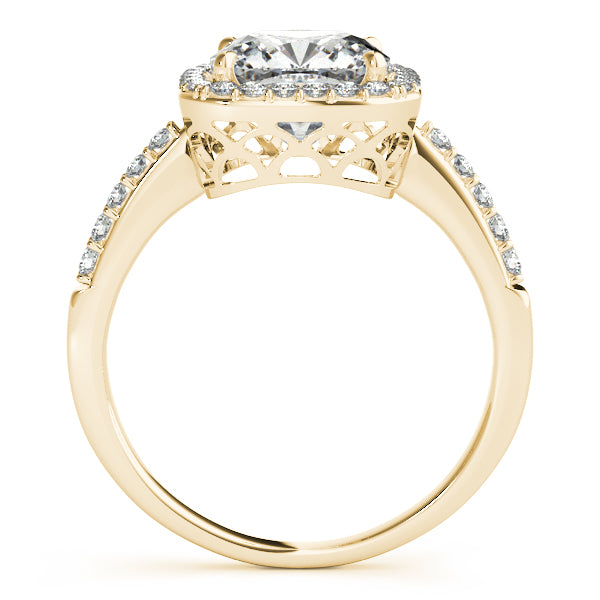 Cushion Cut Square Shape Diamond Halo Bridal Set 14k Yellow Gold (2.17ct)