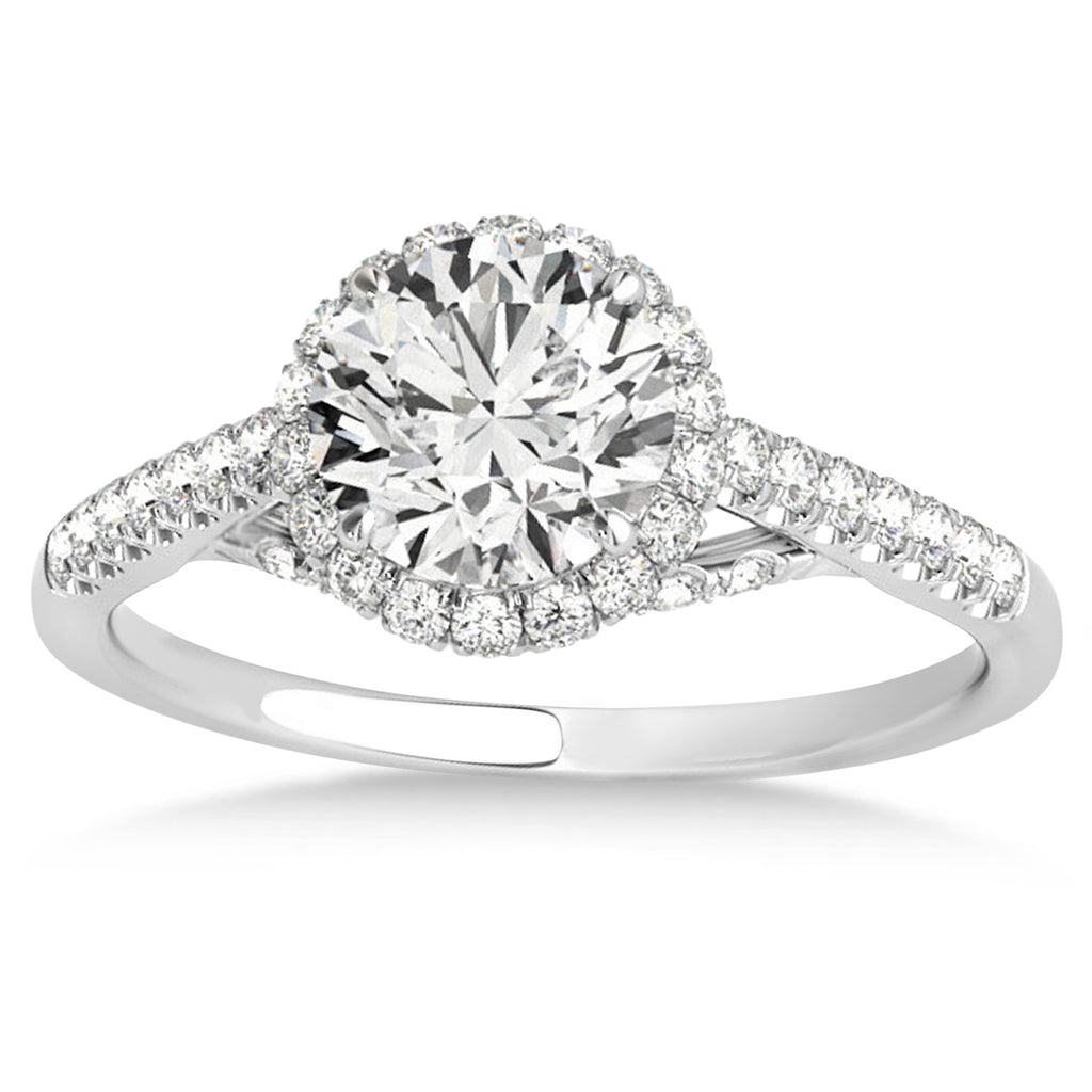 Lab Diamond Hidden Halo Engagement Ring 14k White Gold (0.38ct)