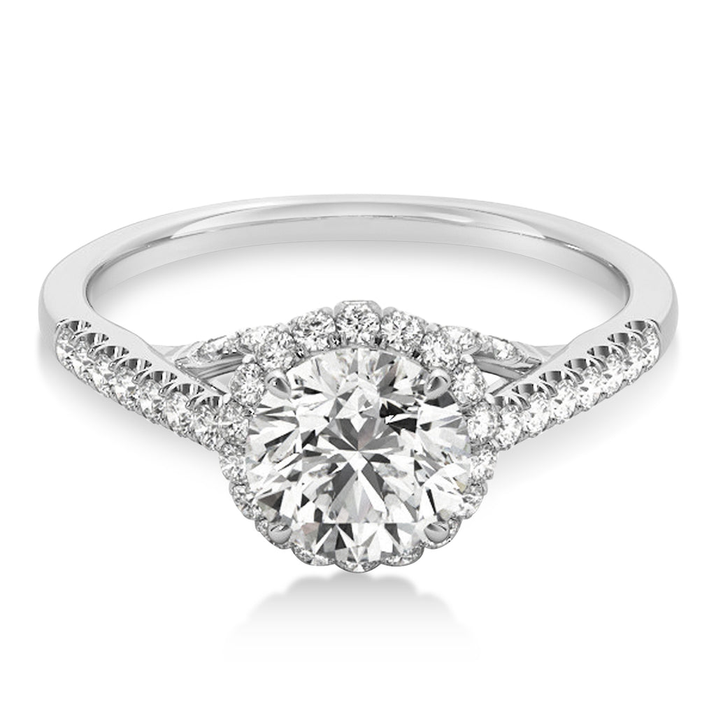 Lab Diamond Hidden Halo Engagement Ring 14k White Gold (0.38ct)