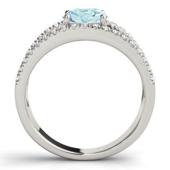 Aquamarine Split Shank Engagement Ring 14K White Gold (0.64ct)