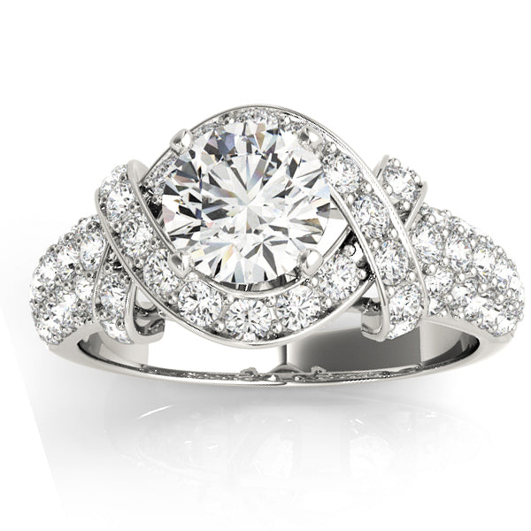 Diamond Twisted Engagement Ring Setting 14k White Gold (0.58ct)