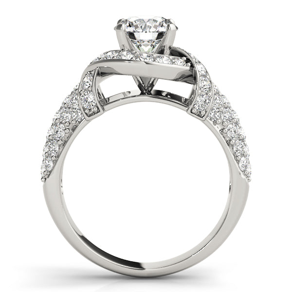 Diamond Twisted Engagement Ring Setting 14k White Gold (0.58ct)