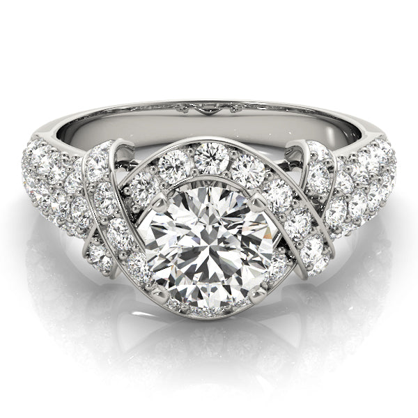 Diamond Twisted Engagement Ring Setting 14k White Gold (0.58ct)