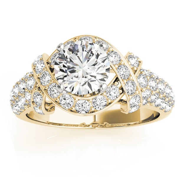 Diamond Twisted Engagement Ring Setting 14k Yellow Gold (0.58ct)