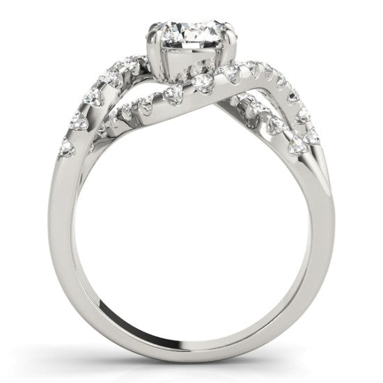 Diamond Twisted Band Engagement Ring Setting 14K White Gold (0.98ct)