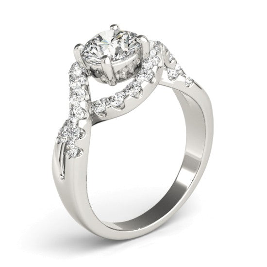 Diamond Twisted Band Engagement Ring Setting 14K White Gold (0.98ct)
