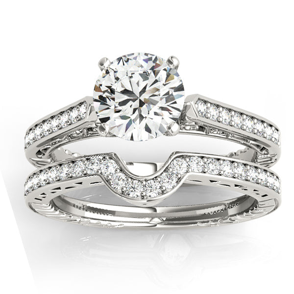 Diamond Antique Style Bridal Set 14k White Gold (0.24ct)
