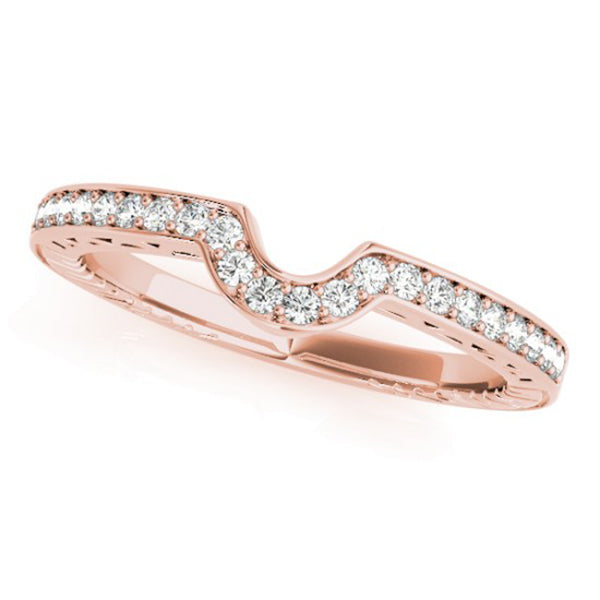 Diamond Antique Style Contoured Wedding Band 18k Rose Gold (0.14ct)