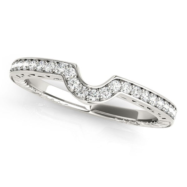 Diamond Antique Style Contoured Wedding Band Platinum (0.14ct)