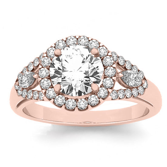 Marquise Sidestone Diamond Halo Engagement Ring 14k Rose Gold (1.59ct)