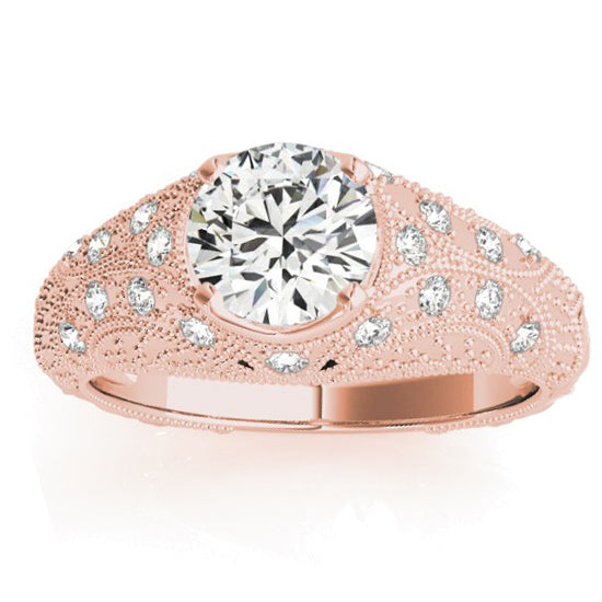 Diamond Antique Style Engagement Ring Art Deco 14K Rose Gold (0.20ct)
