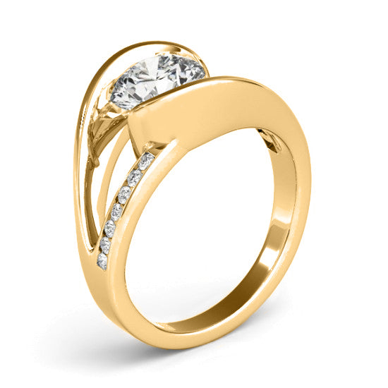 Diamond Tension Set Engagement Ring Setting 14K Yellow Gold (0.19ct)
