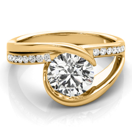 Diamond Tension Set Engagement Ring Setting 14K Yellow Gold (0.19ct)
