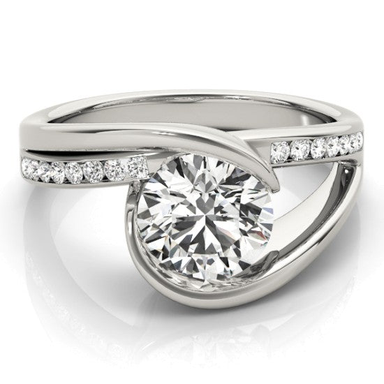 Diamond Tension Set Engagement Ring Setting 18K White Gold (0.19ct)