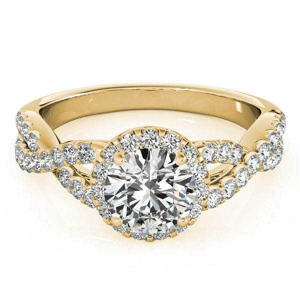 Diamond Infinity Twisted Halo Engagement Ring 14k Yellow Gold 1.50ct