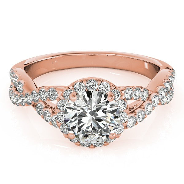 Diamond Infinity Twisted Halo Engagement Ring 18k Rose Gold 1.50ct