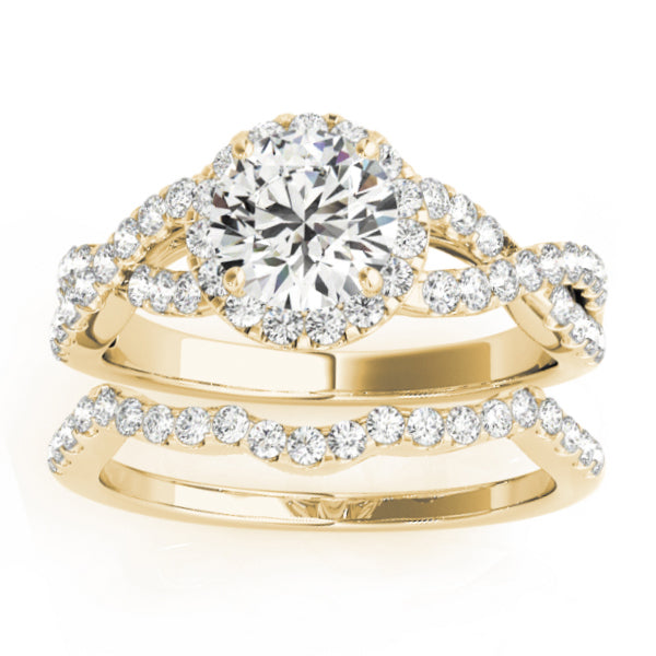 Diamond Infinity Halo Engagement Ring & Band 18k Yellow Gold (0.73ct)
