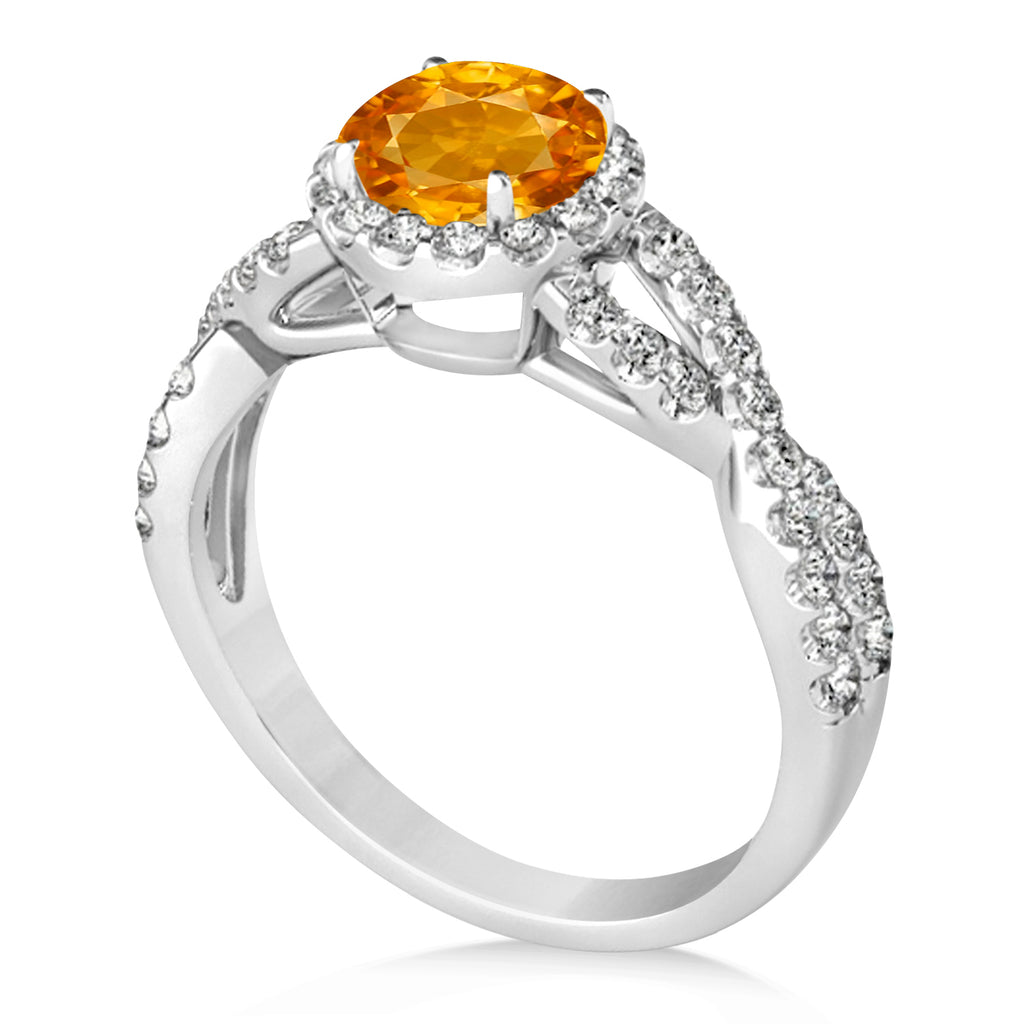 Citrine & Diamond Twisted Engagement Ring Platinum 1.20ct