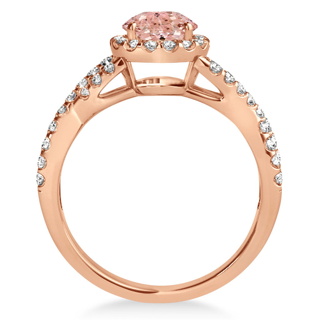 Morganite & Diamond Twisted Engagement Ring 18k Rose Gold 1.27ct
