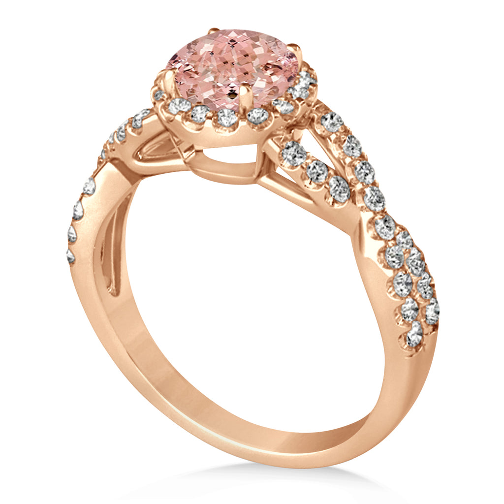 Morganite & Diamond Twisted Engagement Ring 18k Rose Gold 1.27ct