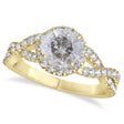 Salt & Pepper Diamond & Diamond Twisted Engagement Ring 14k Yellow Gold 1.30ct