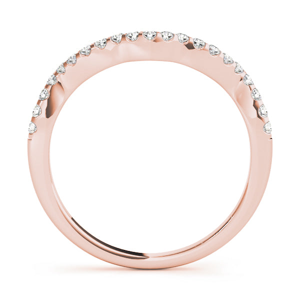 Lab Diamond Indented Contour Wedding Band 14k Rose Gold (0.21ct)