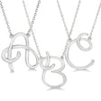 Personalized Cursive Script Single Initial Pendant in Sterling Silver