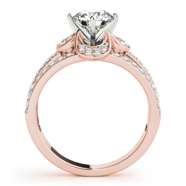 Diamond Three Row Clover Engagement Ring 14k Rose Gold (0.58ct)