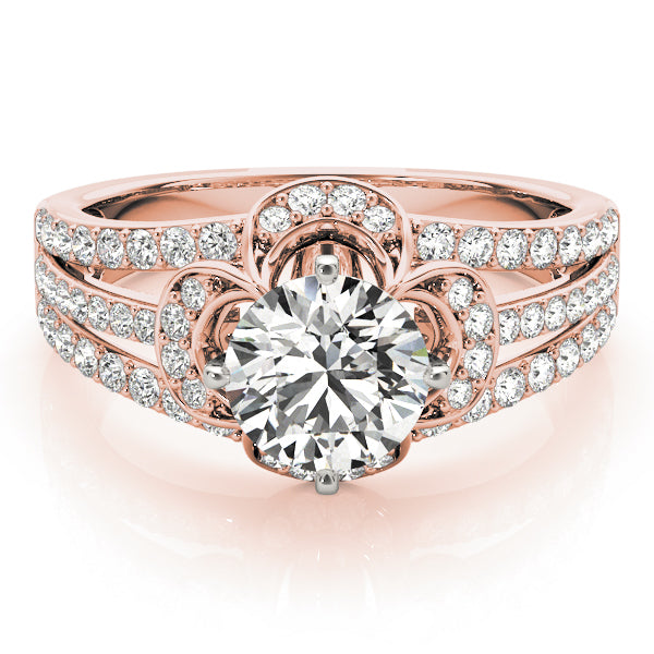 Diamond Three Row Clover Engagement Ring 14k Rose Gold (0.58ct)