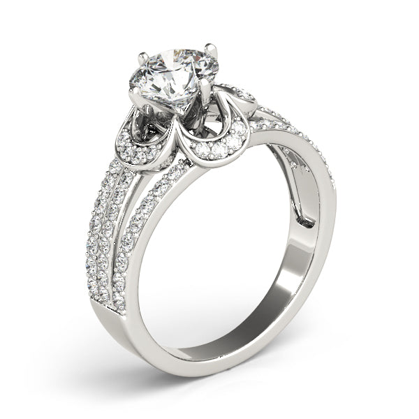 Diamond Three Row Clover Engagement Ring 14k White Gold (0.58ct)