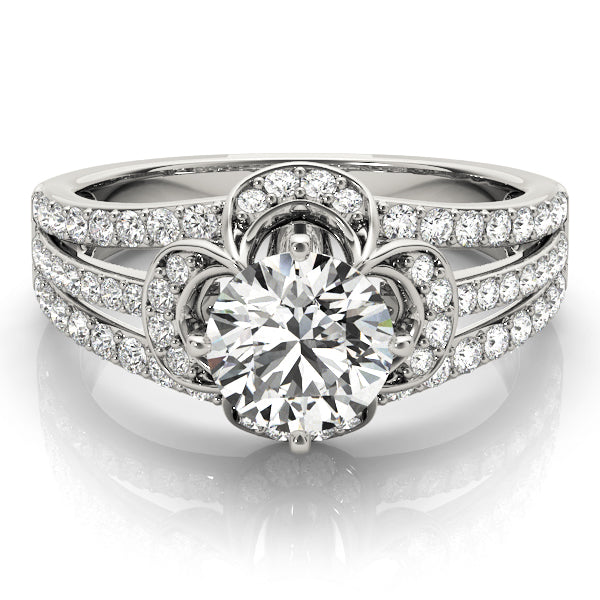 Diamond Three Row Clover Engagement Ring 18k White Gold (0.58ct)