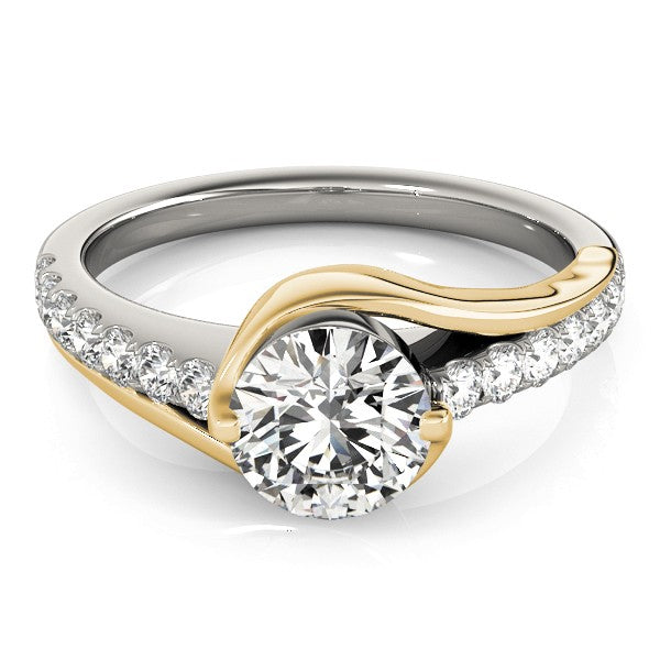 Solitaire Engagement Ring Diamond Accented 14k Two Tone Gold 1.00ct