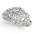 Edwardian Diamond Halo Engagement Ring Floral 18k White Gold 1.18ct