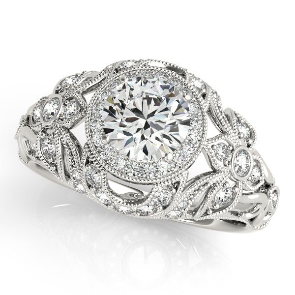 Edwardian Lab Diamond Halo Engagement Ring Floral Platinum 2.00ct