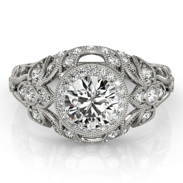 Edwardian Lab Diamond Halo Engagement Ring Floral Platinum 2.00ct
