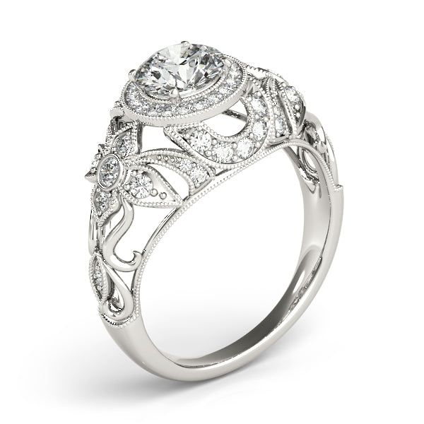Edwardian Lab Diamond Halo Engagement Ring Floral Platinum 2.00ct